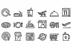 Airline food icons set, outline style Product Image 1