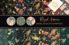 Royal Autumn watercolor seamless paper pack, fall pattern Product Image 1