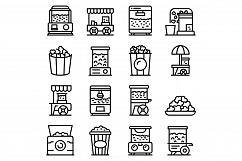 Popcorn maker machine icons set, outline style Product Image 1