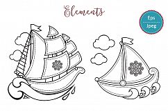 Marine and nautical decor.  Underwater life. Sea ornament. Eps, Png, Jpeg.  Product Image 18