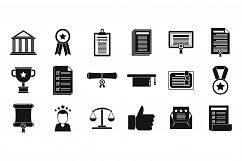 City attestation service icons set, simple style Product Image 1