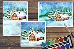 Winter backgrounds. Watercolor landscape Product Image 2