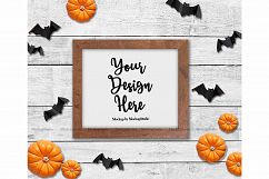 Halloween Party Sign Mockup, Fall Autumn Farm Wood Sign Product Image 1