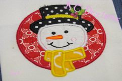 Snowman Circle Machine Applique Embroidery Design Product Image 3