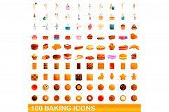 100 baking icons set, cartoon style Product Image 1