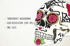 Watercolor Sugar Skulls Clipart, Mexican Skull Product Image 3
