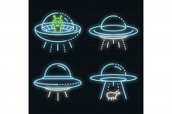 UFO icons set vector neon Product Image 1