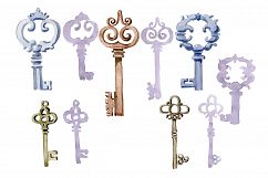 Watercolor vintage old keys PNG set   Product Image 1