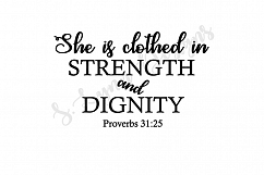 She is Clothed in Strength and Dignity Bible Verse SVG File Product Image 1