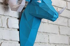 Diy Paper Sculpture - Ram Head, Paper Trophy, Animal Trophy, Loft Decor, Wall Decor, 3D papercraft model, animal head, lowpoly paper, DIY Product Image 1