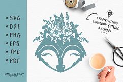 Floral Fox - SVG DXF PNG EPS JPG PDF Cutting File Product Image 1