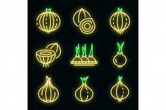 Onion icons set vector neon Product Image 1