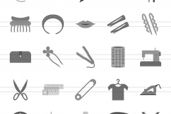 166 Fashion Flat Greyscale Icons Product Image 2