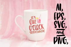 It&#039;s Five O&#039;Clock Somewhere Watercolor Sublimation Design Bundle Product Image 2