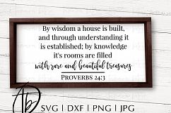 Home SVG, Family SVG, By Wisdom a House is Built SVG Product Image 1