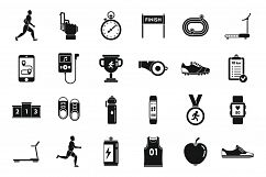 Running health icons set, simple style Product Image 1