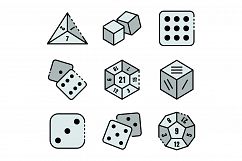 Dice icons set line color vector Product Image 1