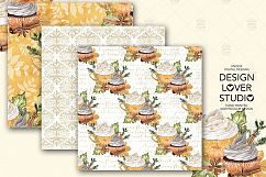 Watercolor Pumpkin Spice Latte digital paper pack Product Image 5