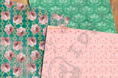 Vintage Floral Digital Papers, Shabby Chic Scrapbook Papers Product Image 4