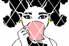 WOMAN DRINKING WITH MUG SVG,Bantu HAIR SVG,SISTAH Product Image 3