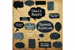 Chalkboard Speech Bubbles Clipart - 20 Chalkboard Bubbles Product Image 1