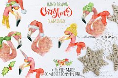 Christmas pink flamingo watercolor creator Product Image 3