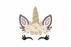 Pretty Unicorn Eyes Head Floral Design - Unicorn EMBROIDERY DESIGN FILE - Unicorn Shabby Chic Face Instant download - 4 sizes Product Image 3