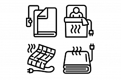 Electric blanket icons set, outline style Product Image 1