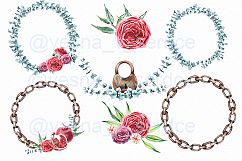 Burgundy floral Garnet watercolor clipart Product Image 3