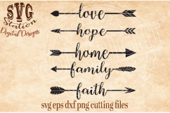 Arrow Words Love Hope Faith Family and Home Svg Dxf Cutting File Product Image 1