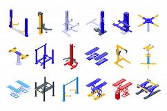 Car lift icons set, isometric style Product Image 1