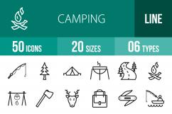 50 Camping Line Icons Product Image 1