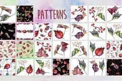 Autumn viburnum leaf PNG watercolor set Product Image 4
