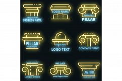 Pillar icons set vector neon Product Image 1