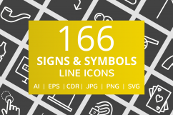 166 Signs &amp; Symbols Line Inverted Icons Product Image 1