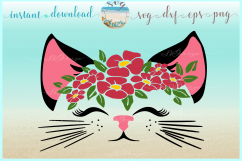 Cat Face With Flowers Svg Dxf Eps Png Svg Files For Cricut Product Image 1