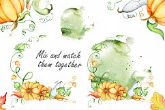 Thanksgiving pumpkins Fall watercolor Autumn clipart Product Image 8