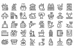 Disinfection icons set, outline style Product Image 1