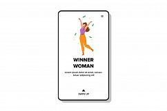 Winner Woman Celebrate Won Money Prize Vector Product Image 1