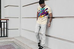 T-Shirt Mock-Up Stylish Man Product Image 5