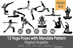 Yoga Poses 12 Design Graphic Set-Digital Cut and Clipart set Product Image 1