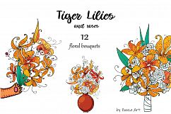 Tiger Lilies &amp; Roses - clip-art Product Image 8