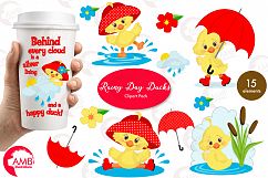 Rainy Day Ducks graphic, illustration, Clipart pack AMB-1823 Product Image 1