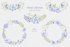 Violet flowers. Watercolor collection. Product Image 4