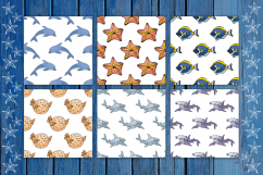 Sea Friends. Vector seamless patterns in doodle style Product Image 4