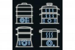 Steamer icons set vector neon Product Image 1