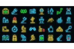 Hiking icons set vector neon Product Image 1
