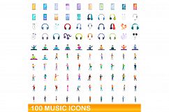 100 music icons set, cartoon style Product Image 1
