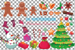 Christmas Elements watercolor clip art, Printable PNG files Product Image 2