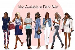Fashion illustration clipart-Girls with Phones 2 -Light Skin Product Image 4